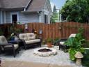 Natural Stone Fire Pit in Belgard Paver Patio
